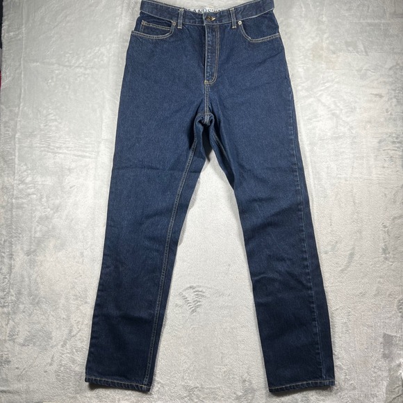 Lands' End Denim - Lands End Womens Tall 10T High Rise Straight Leg Jeans Dark Wash Mom Jeans